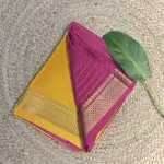 Orange body with pink checks border pure crepe silk saree 120gsm