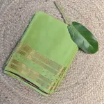 Parrot green with contrast magenta pallu and blouse pure crepe silk saree 120gsm