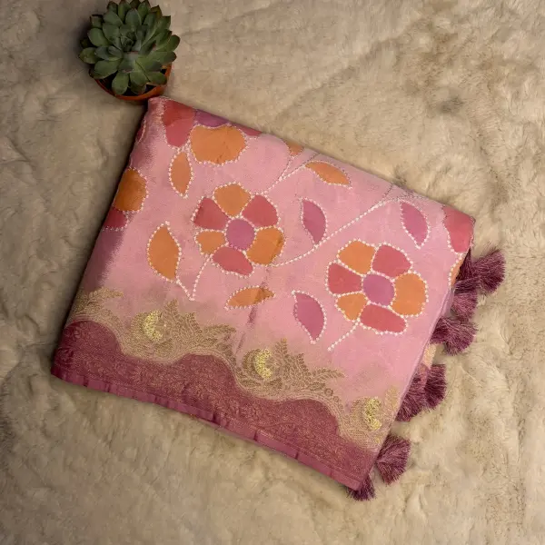 Rangkat baby pink pure kota saree