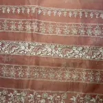 Peach Chikankari work pure organza saree