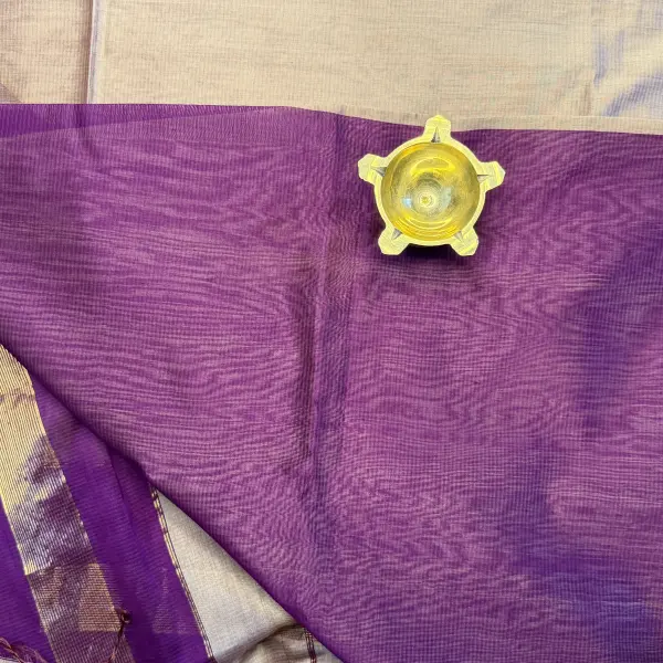 Light Brown with Grey Maheshwari Silk Cotton Saree