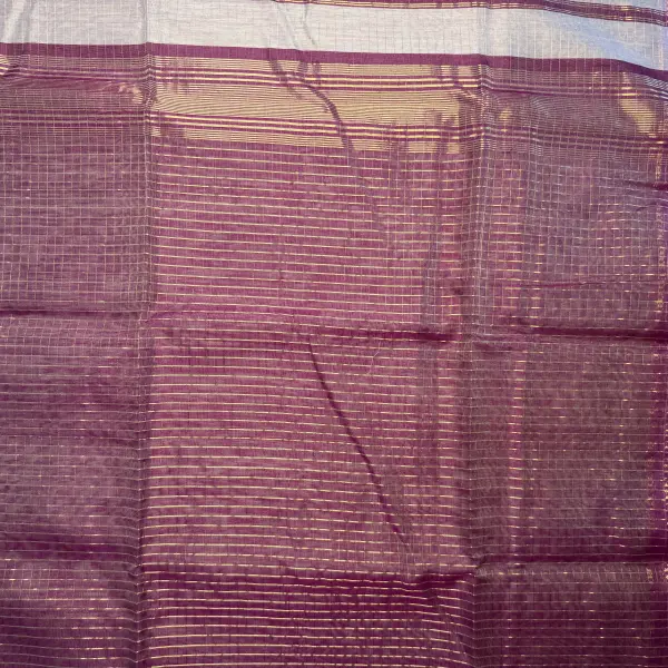 Grey with Purple Maheshwari Silk Cotton Saree