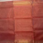 Grey with Red Self checks Maheshwari Silk Cotton Saree