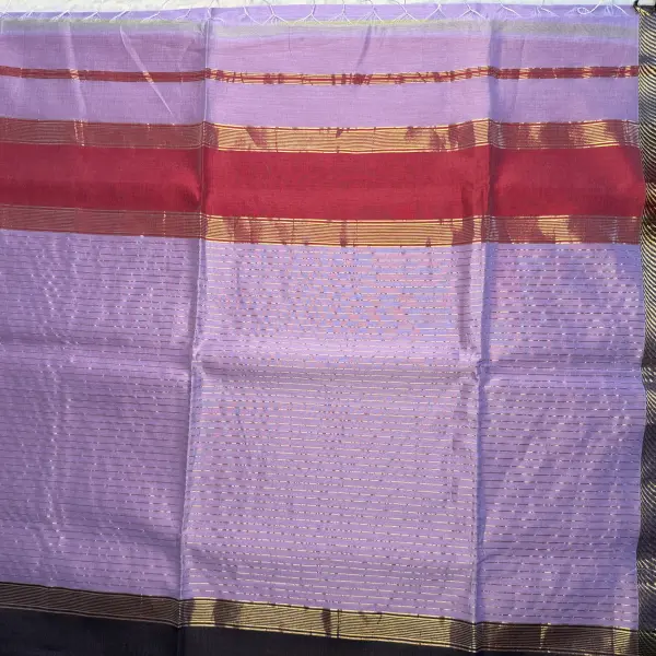 Lavender Ganga Jamuna Border Maheshwari Silk Cotton Saree