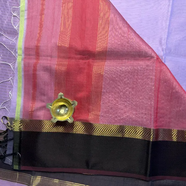 Lavender Ganga Jamuna Border Maheshwari Silk Cotton Saree