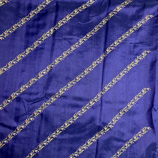 Navy Blue lehariya thread work Semi Tussar Silk Saree