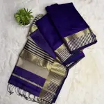 Purple with rich border Maheshwari Silk Cotton Saree