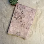 Peach thread work border digital print Linen Saree