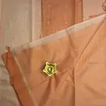 Peach with elegant mirror work Kota Cotton Saree