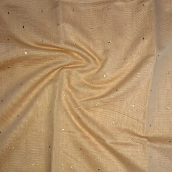 Peach with elegant mirror work Kota Cotton Saree