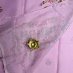 Rose Pink with floral thread work Kota Silk Cotton Saree