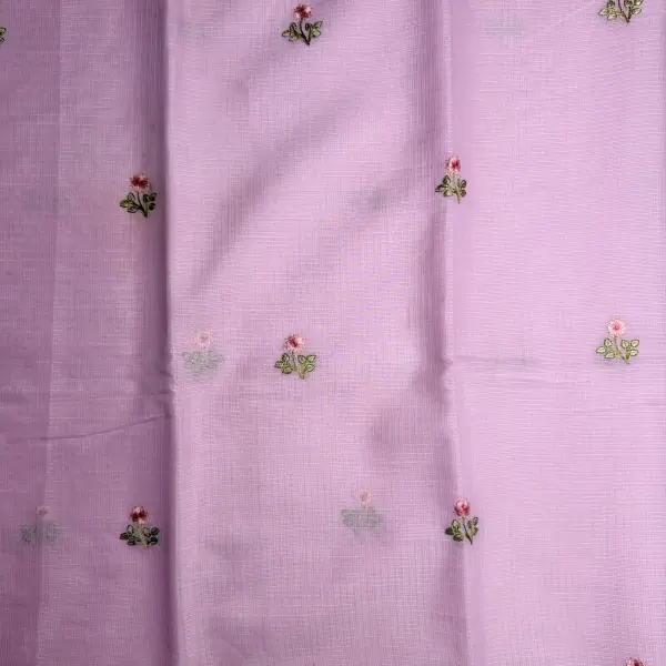 Rose Pink with floral thread work Kota Silk Cotton Saree