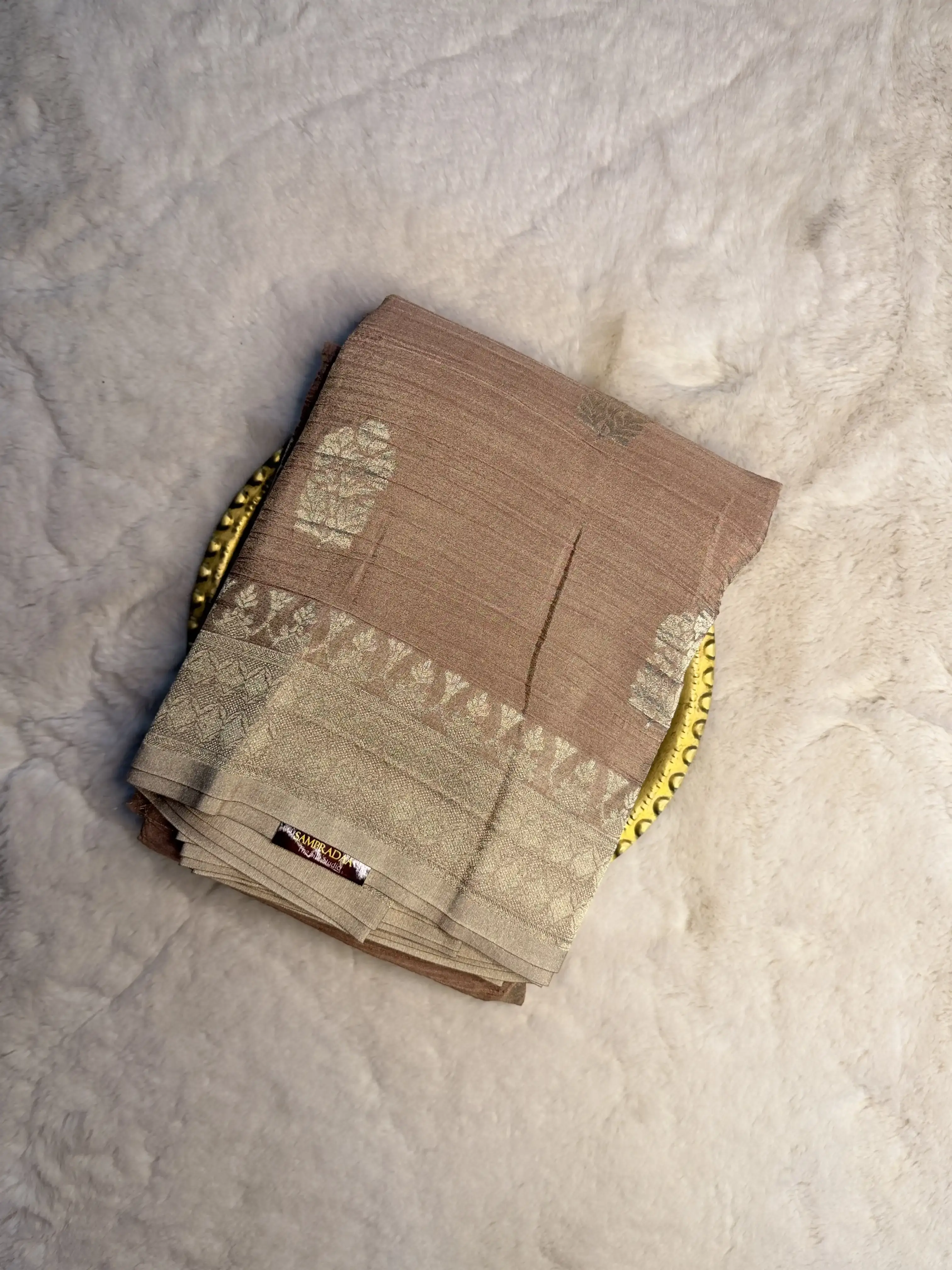 Cream Crush With buttas Viscose georgett fancy saree