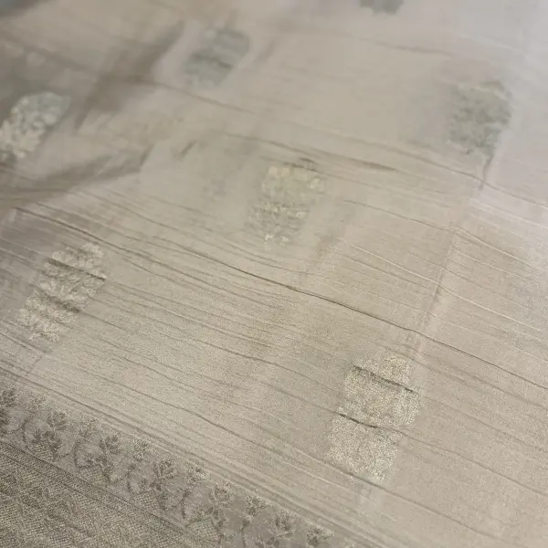 Cream Crush With buttas Viscose georgett fancy saree