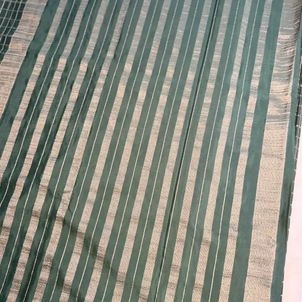 Dark Green Checks Semi Crepe fancy Saree