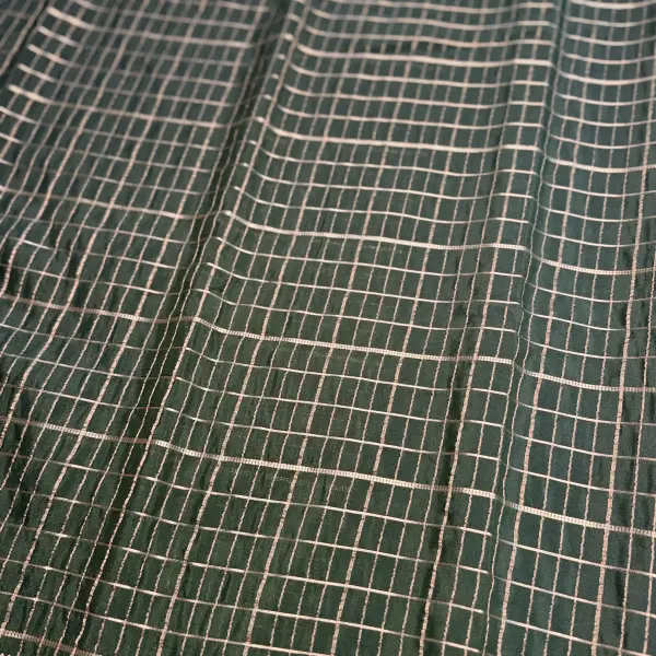 Dark Green Checks Semi Crepe fancy Saree