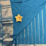 Blue Stripes Semi Crepe Fancy Saree