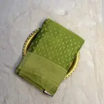 Mehandi Green Small Buttas Khaddi Georgett Saree