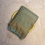 Powder Blue antique zari Pure Khaddi Georgett Saree