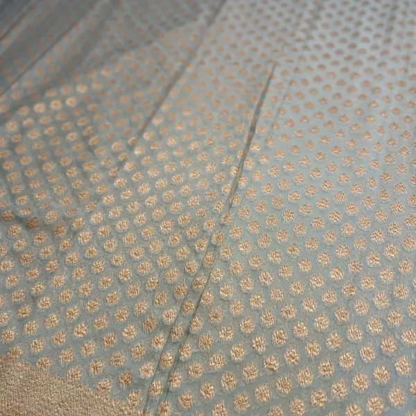 Powder Blue antique zari Pure Khaddi Georgett Saree