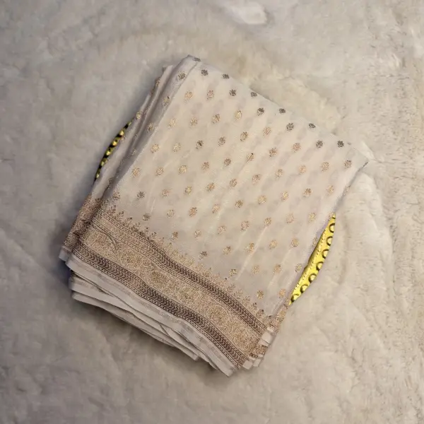 Cream Pure Khaddi Georgett Saree