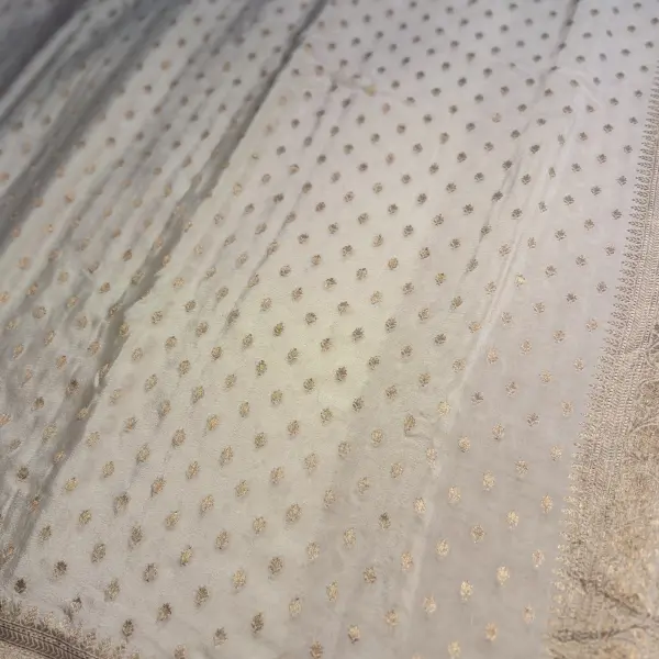 Cream Pure Khaddi Georgett Saree