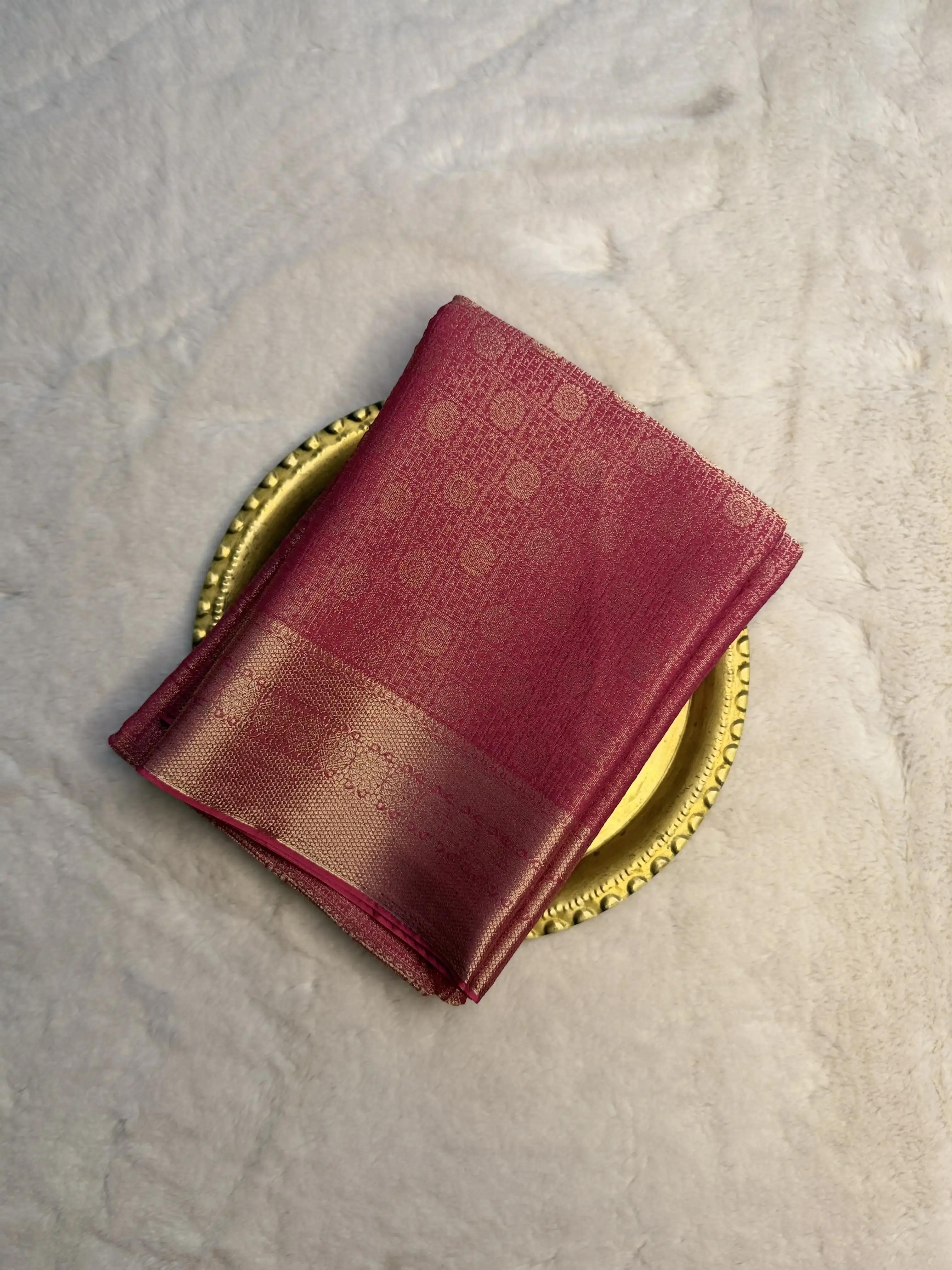 Red checks with buttas Viscose Fancy Saree