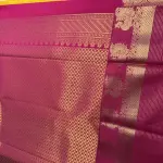 Yellow & Pink Bentex border with peacock motifs Semi Silk Saree