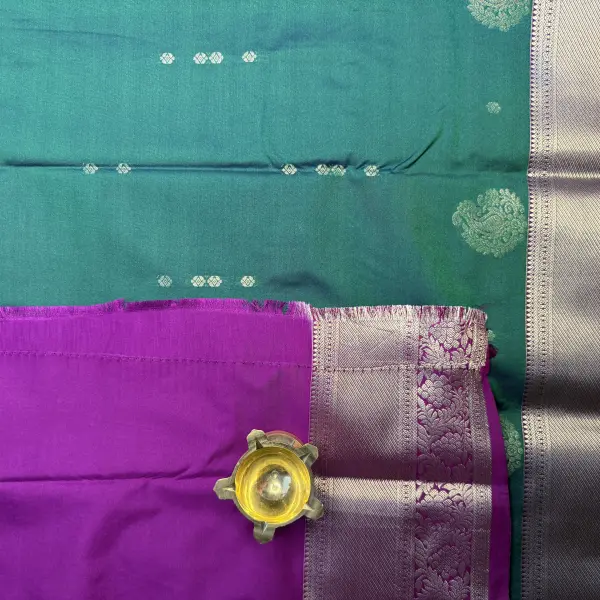 Green With Pink big border Semi Silk Saree
