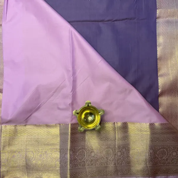 Navy Blue & Pink Border Semi Silk Saree