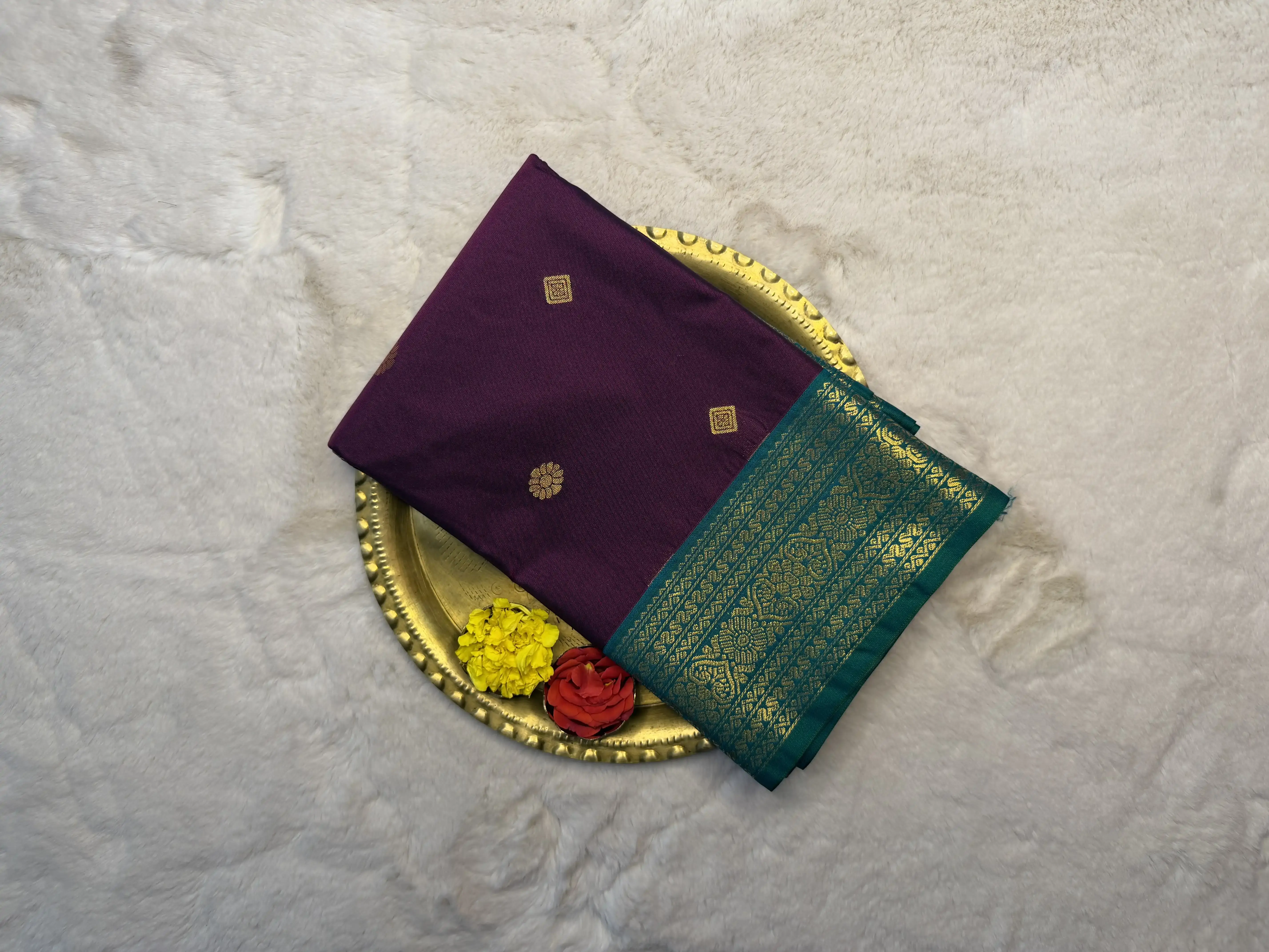 Pink With Green Border Semi Silk Saree