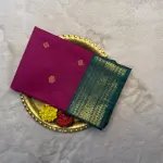 Pink With Green Border Semi Silk Saree