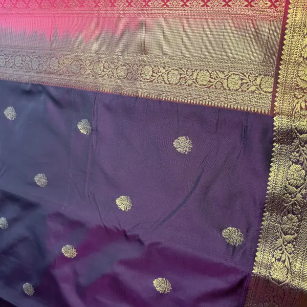 Wine body with rich border & pallu Semi Silk Saree