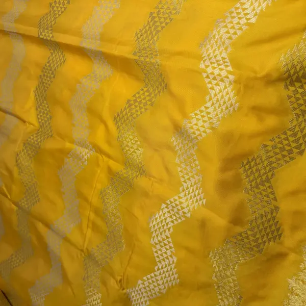 Yellow lehariya design Semi Silk Saree