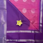 Pink with Purple Bentex Border Semi Silk Saree