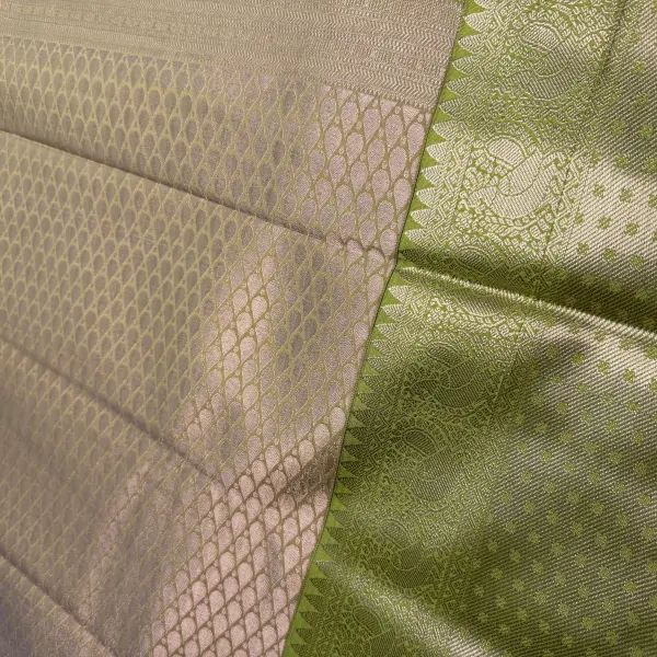 Pink & Green Microchecks Semi Silk Saree