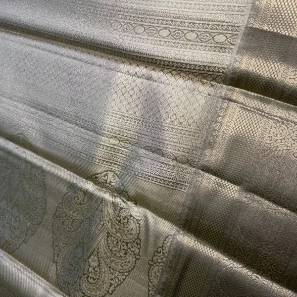 Powder Blue & Olive Green tissue Semi Silk Saree