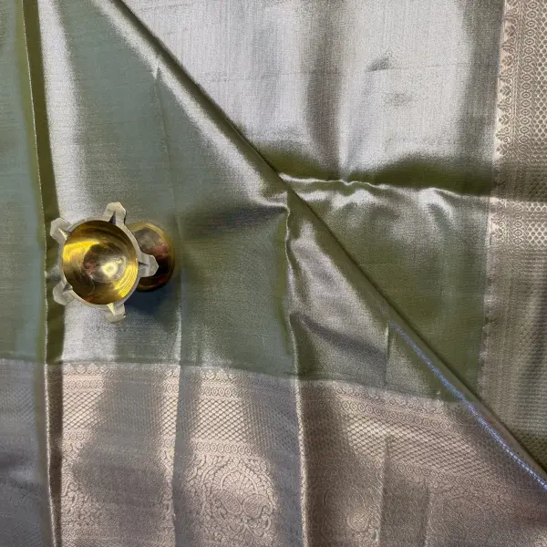 Powder Blue & Olive Green tissue Semi Silk Saree