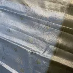 Powder Blue & Olive Green tissue Semi Silk Saree