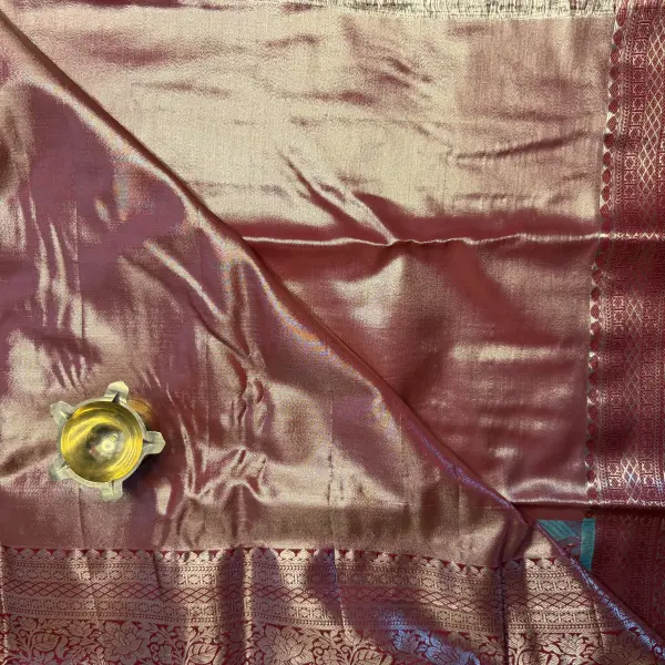 Blue & Maroon rich pallu tissue semi silk