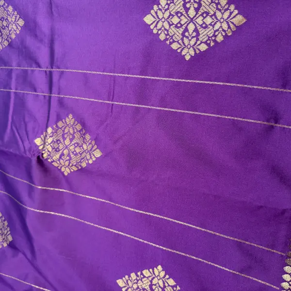 Purple big buttas semi benaras saree