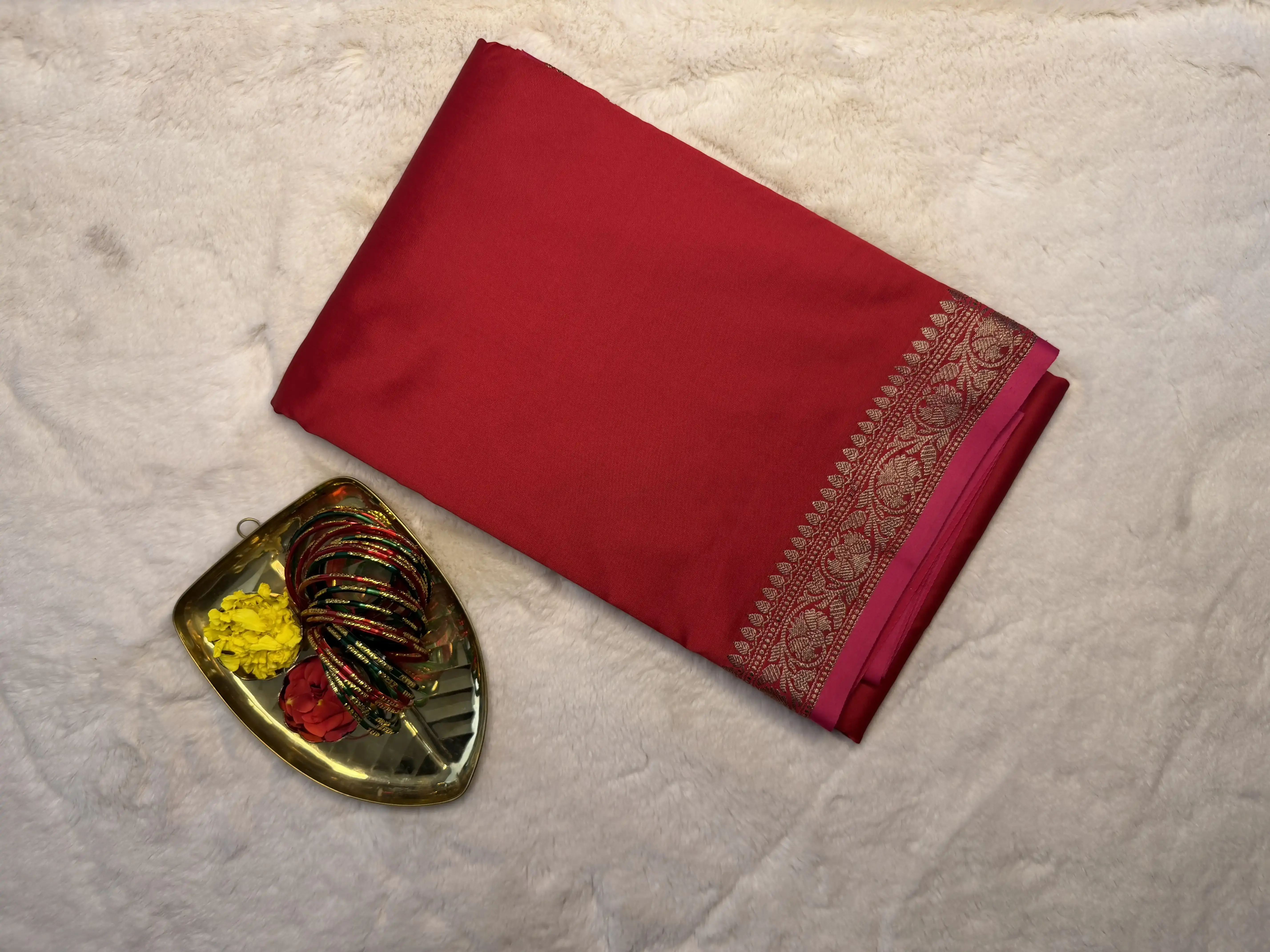 Rama Green plain with rich pallu semi benaras saree