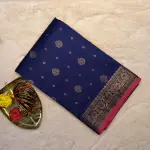 Navy Blue with small buttas rich pallu semi benaras saree