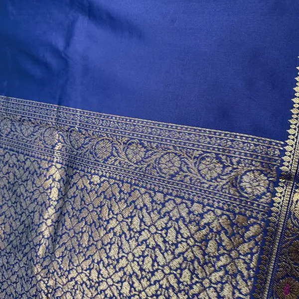 Navy Blue with small buttas rich pallu semi benaras saree