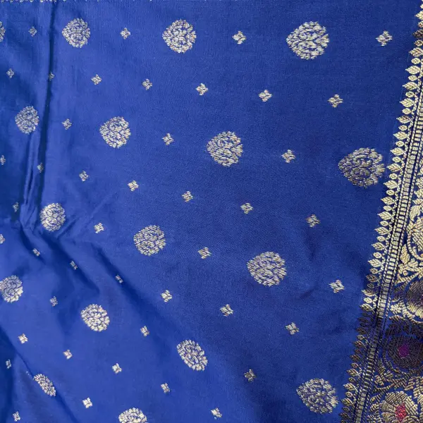Navy Blue with small buttas rich pallu semi benaras saree