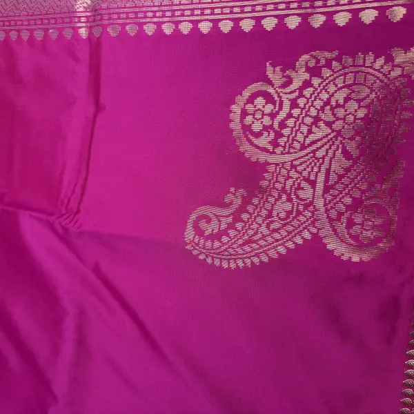 Pink with rich border & pallu Semi silk benaras saree