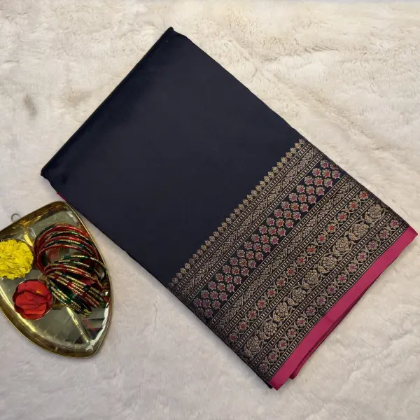 Black long border with grand pallu benaras saree