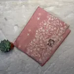 Peach thread work semi organza saree