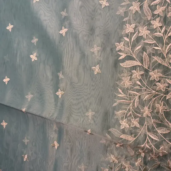 Sky blue with thread work semi organza saree