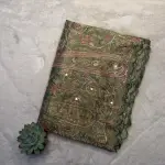 Military green tissue organza with sequin work party wear saree